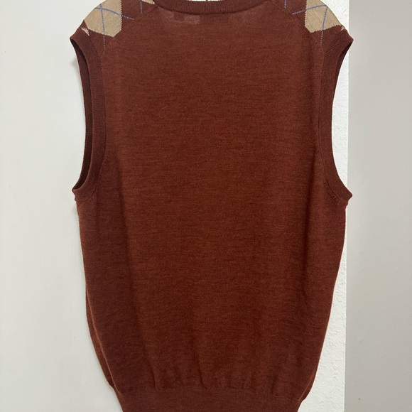 Peter Millar Vest Mens XL Brown Argyle Pullover Golf Outdoor 100% Merino Wool - Picture 2 of 8